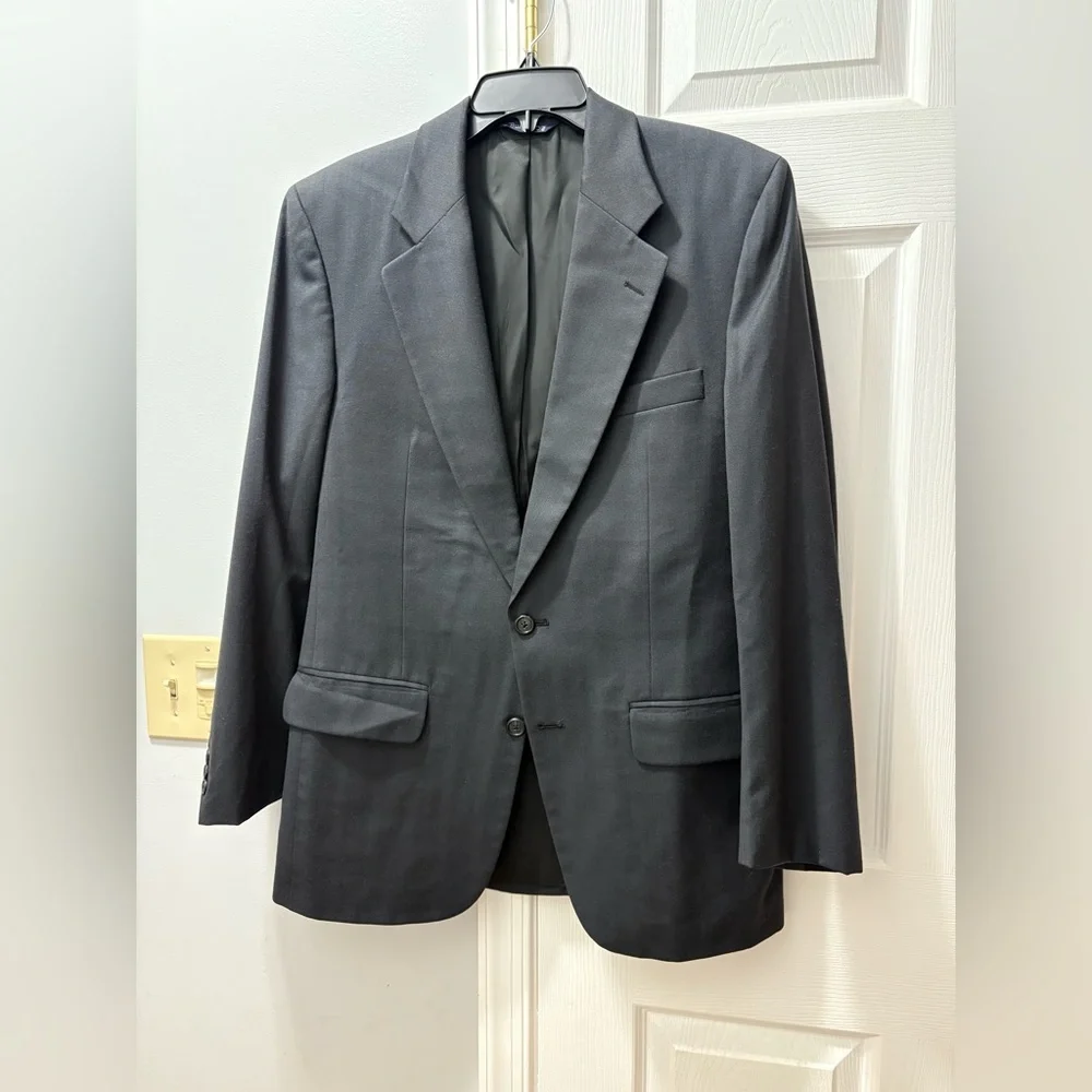 Burberry Herringbone Tweed Vintage Wool Blazer Navy/ Dark Gray Mens Medium